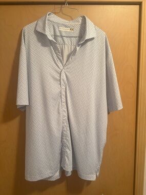 Hart Schaffner Marx Light Blue Micro-Pattern Short Sleeve Button-Down